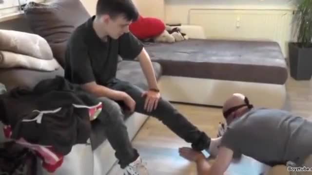 Mean Str8 German Twink Master Slaps Spits & Rides His Fag Slave