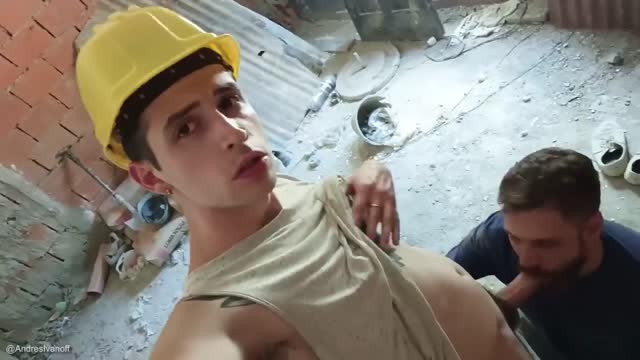 Two Hot Tradesmen Spitroast Their Cockhungry Coworker