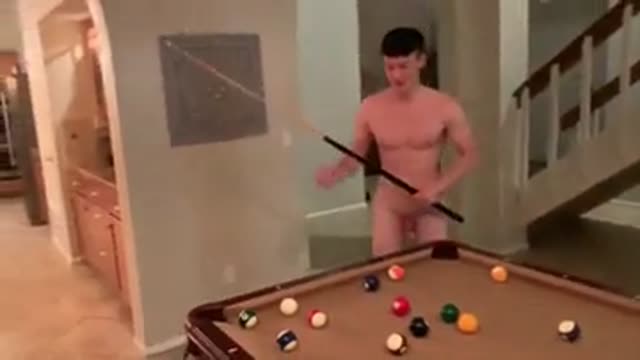 Playing pool naked