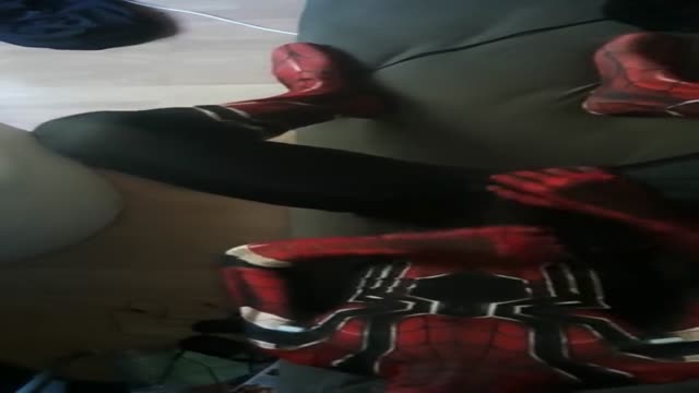 Spidey Jerked Through Suit