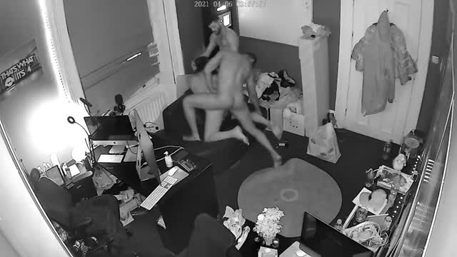 Nerd gets fucked by 2 muscle studs