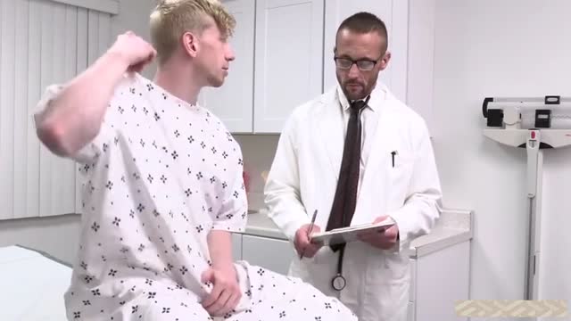 blonde dude gets examined by doc