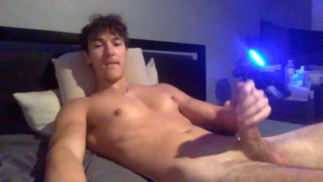 Horny Young Guy Cumming on His Belly