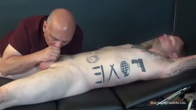 Straight Rob wanked, edged and sucked