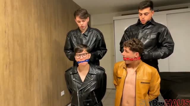 Four Leather Boys Bondage