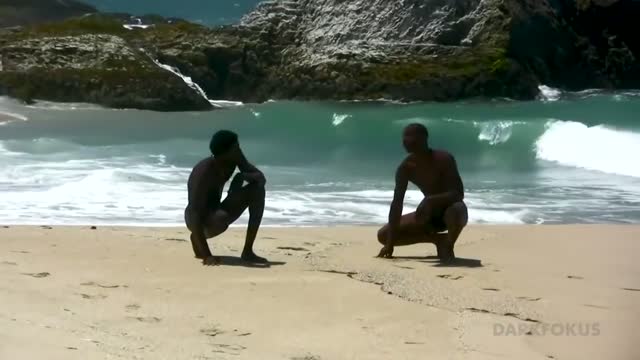 Black muscle guys on the Nude beach