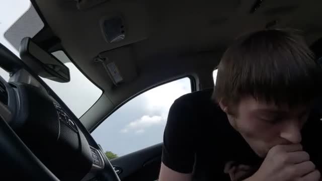 boy sucking guy in car