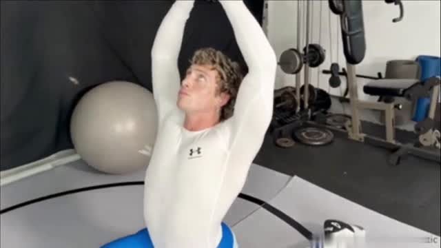 Caleb Sky stretching