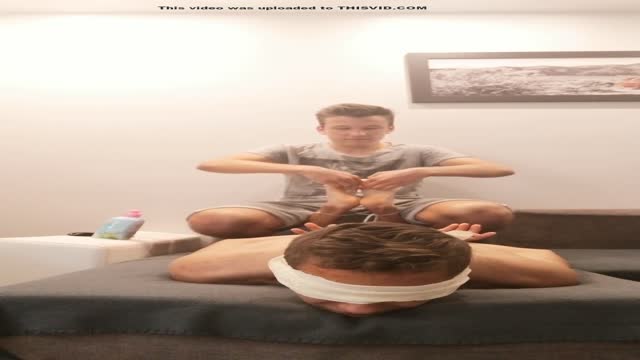 Young guy tickled hogtied
