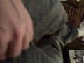 Hot blonde strokes cock