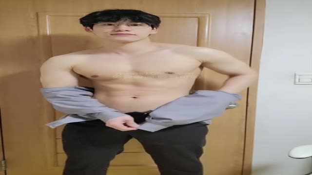 Korean hunk flexing