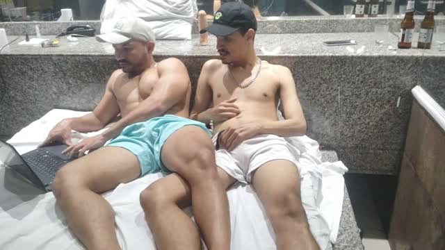 wanking together
