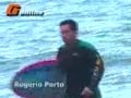 latino model plays on beach