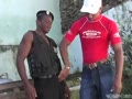 Uniform guys gets blowjob