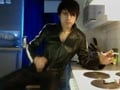 Leather jacket wank