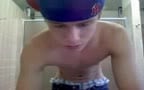 Muscle Twink jerking in bathroom