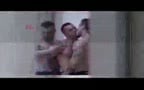 Muscle threesome gym room