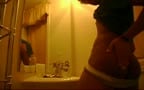 Superman T-shirt Twink wanks in the bathroom