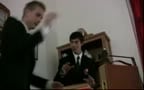 students blow teacher