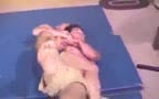 Two lads grappling