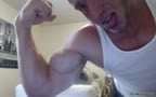 muscle dude flexing talking cocky