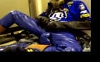 Wanking in Motocross gear with gasmask