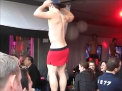 Hot guy dancing in red shorts