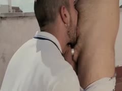Raw bareback fuck on the rooftop
