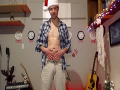 cute guy in santa hat strips