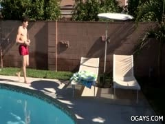 Young Pool boy helps  his   
