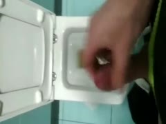 Str8 cut hot boy shoots in bar WC
