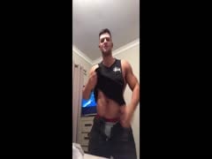 hunk strips and shows off his ass