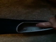 Slave wanking into a slipper then licking clean 