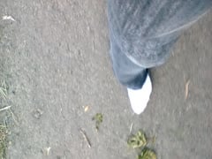 No shoes or socks in street 
