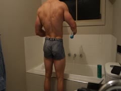 aussie bodybuilder taking a bath