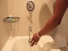 black hunk jerks off in shower
