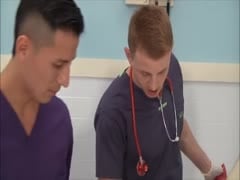 Private medical lecture turns into threeway - DP with dildo