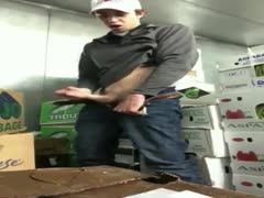 Teen Boy Wanks at Work