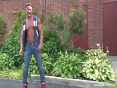 James posing shirtless