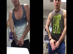 hot guy jerks off at work