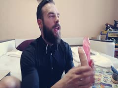 bearded stud on cam using a dildo Part 2