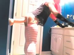 Crossdresser Uses Huge Toy