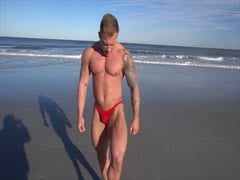 Jake flexing at the beach