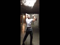 bodybuilder showing off