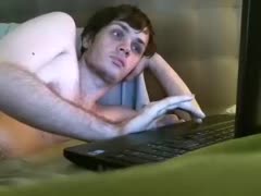 Horny hairy guy edging his big bushy cock on cam