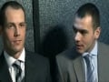 Executives in elevator
