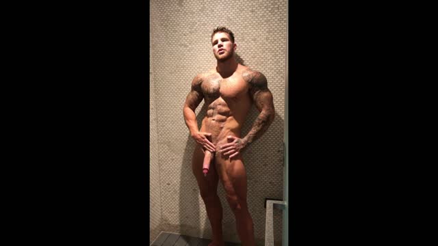 hunk with a boner in the shower