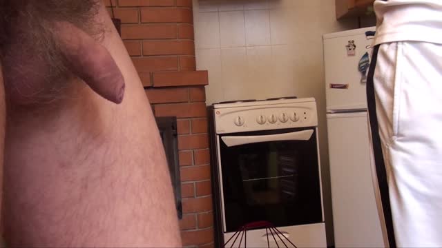 Handsfree cum; Tommy tickled with a toothbrush