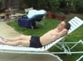 Cute twink wanks by the pool