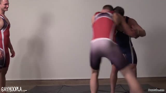 Three wrestlers circle jerk